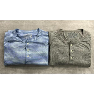 2- Faherty Shirt Men's XL Blue Henley Cloud Cotton Long Sleeve Pima Cotton Modal